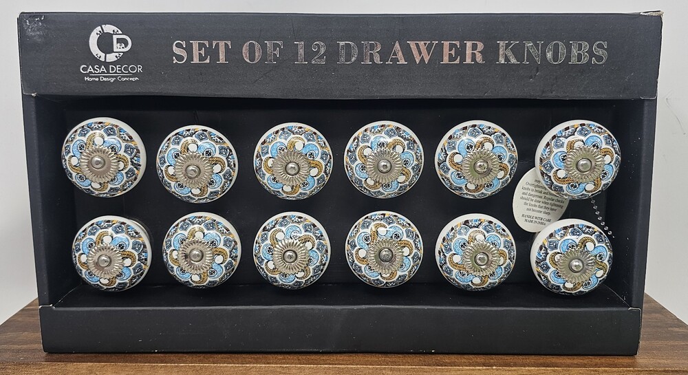 Casa Decor Handmade Ceramic Drawer Cabinet Pulls Knobs Set Of 12 New In Box